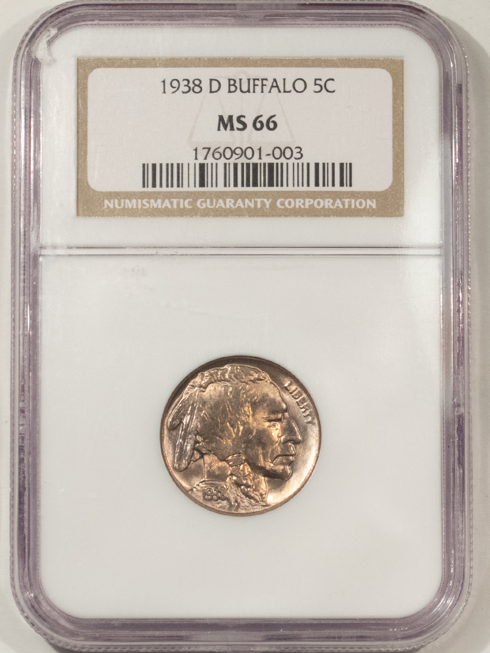 Buffalo Nickels 1938-D BUFFALO NICKEL – NGC MS-66, FINAL YEAR! Buffalo Nickels 1938-D BUFFALO NICKEL – NGC MS-66, FINAL YEAR!