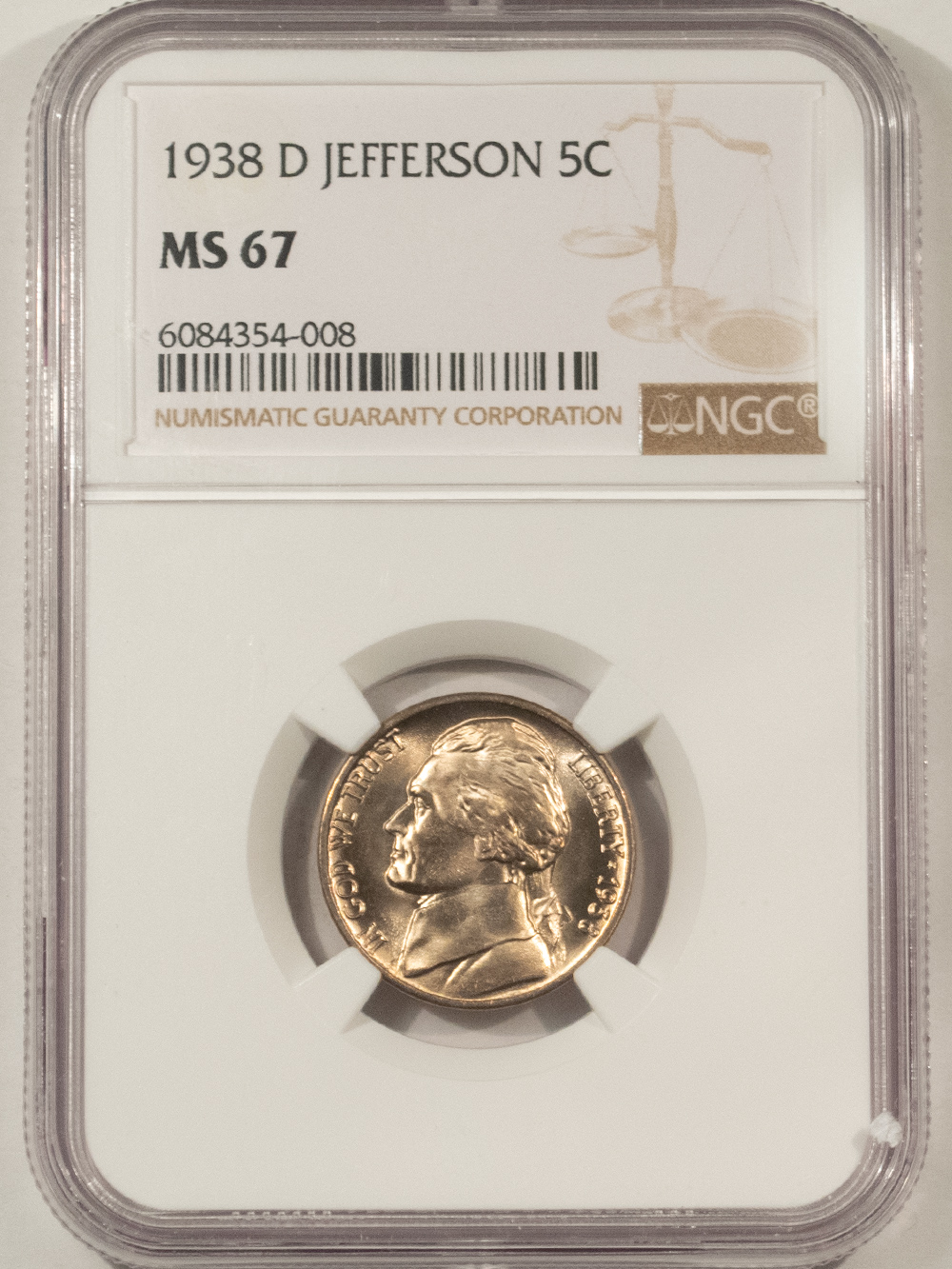 Jefferson Nickels 1938-D JEFFERSON NICKEL – NGC MS-67, SUPERB GEM! Jefferson Nickels 1938-D JEFFERSON NICKEL – NGC MS-67, SUPERB GEM!