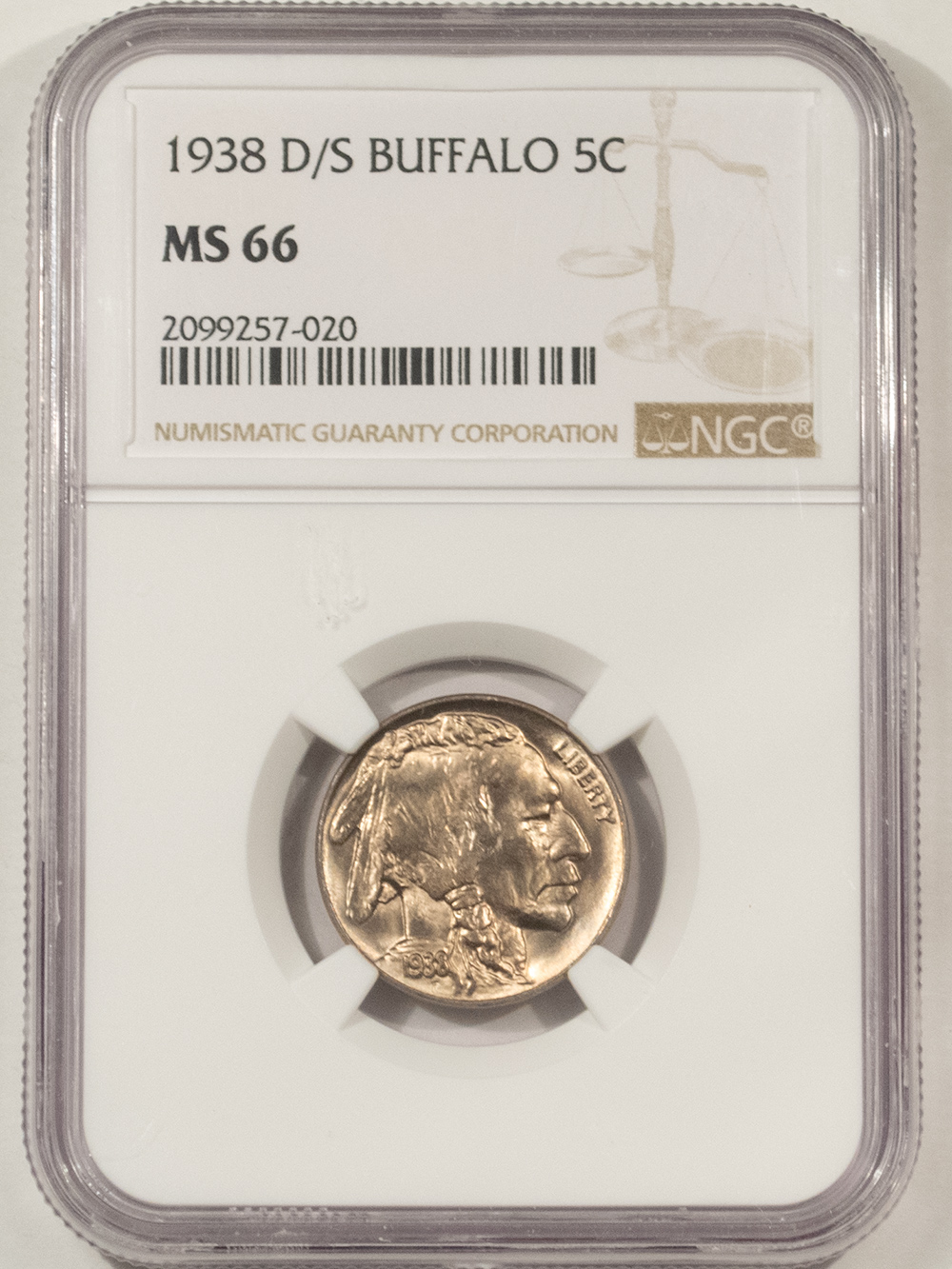 Buffalo Nickels 1938-D/S BUFFALO NICKEL – NGC MS-66 Buffalo Nickels 1938-D/S BUFFALO NICKEL – NGC MS-66
