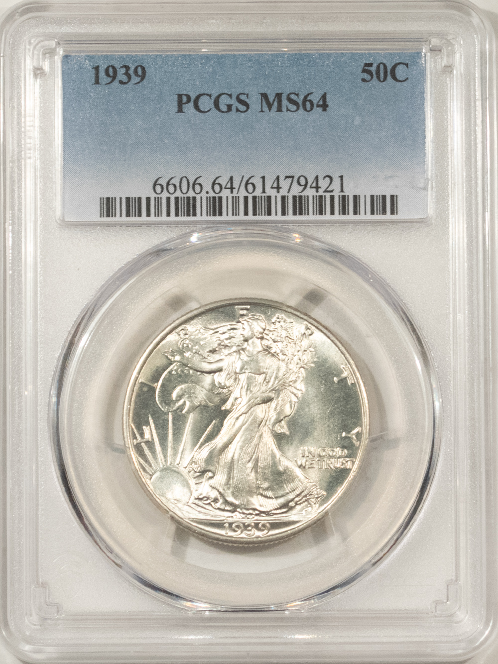 Half Dollars 1939 WALKING LIBERTY HALF DOLLAR – PCGS MS-64, BLAST WHITE! Half Dollars 1939 WALKING LIBERTY HALF DOLLAR – PCGS MS-64, BLAST WHITE!
