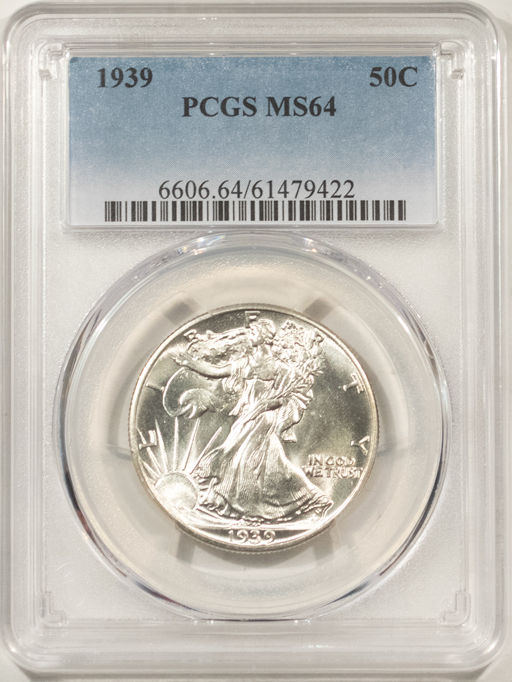 Half Dollars 1939 WALKING LIBERTY HALF DOLLAR – PCGS MS-64, BLAST WHITE! PREMIUM QUALITY! Half Dollars 1939 WALKING LIBERTY HALF DOLLAR – PCGS MS-64, BLAST WHITE! PREMIUM QUALITY!