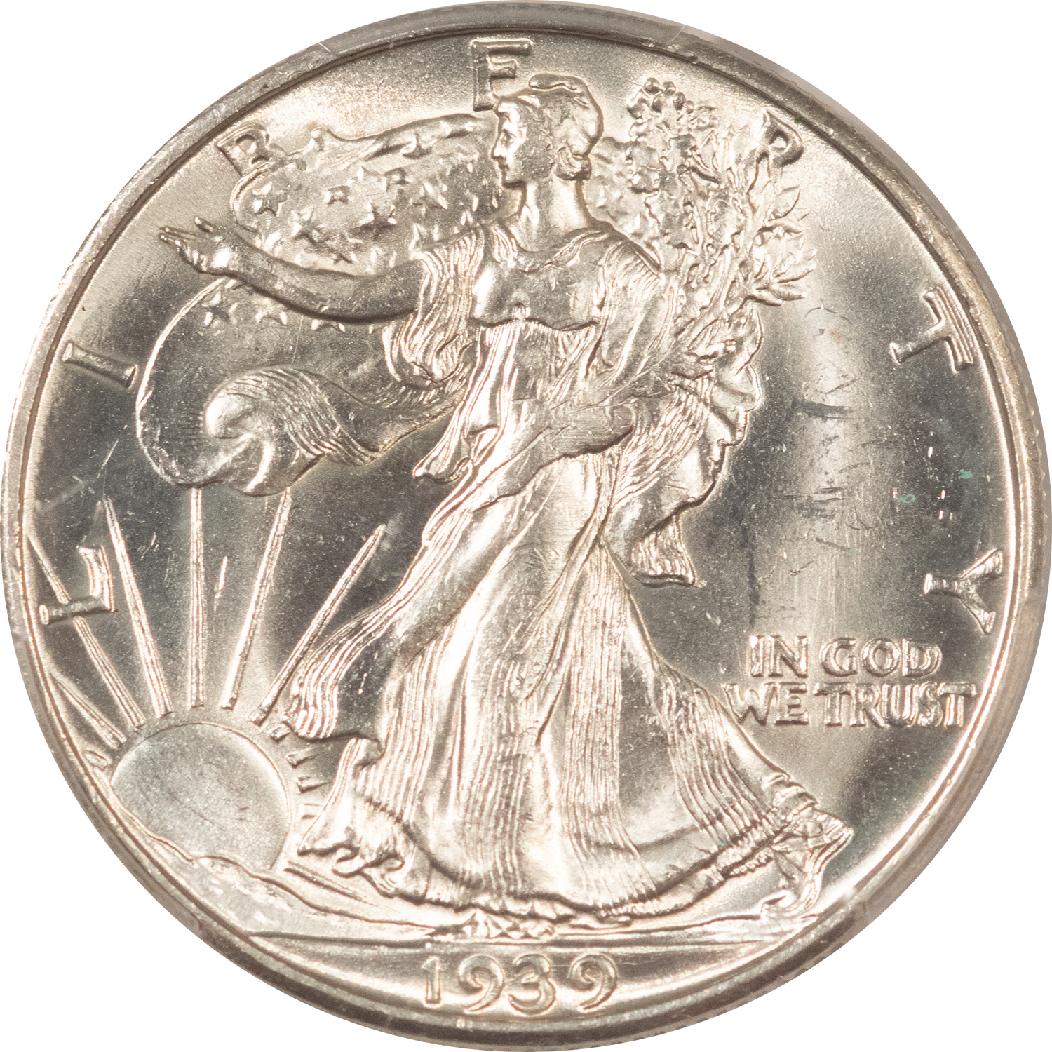 Half Dollars 1939-D WALKING LIBERTY HALF DOLLAR – PCGS MS-63, BLAST WHITE! Half Dollars 1939-D WALKING LIBERTY HALF DOLLAR – PCGS MS-63, BLAST WHITE!