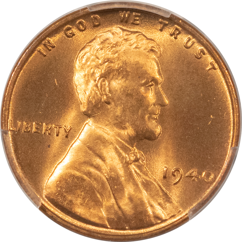 Lincoln Cents (Wheat) 1940 LINCOLN CENT – PCGS MS-66+ RD, FLASHY RED & PREMIUM QUALITY! Lincoln Cents (Wheat) 1940 LINCOLN CENT – PCGS MS-66+ RD, FLASHY RED & PREMIUM QUALITY!