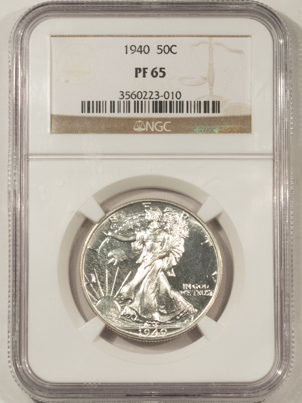 Half Dollars 1940 PROOF WALKING LIBERTY HALF DOLLAR – NGC PF-65, WHITE GEM! Half Dollars 1940 PROOF WALKING LIBERTY HALF DOLLAR – NGC PF-65, WHITE GEM!