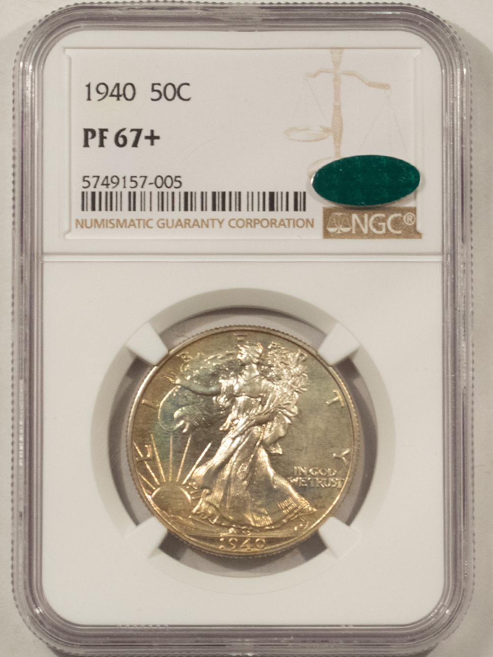 CAC Approved Coins 1940 PROOF WALKING LIBERTY HALF DOLLAR – NGC PF-67+ PRETTY, PQ & CAC APPROVED! CAC Approved Coins 1940 PROOF WALKING LIBERTY HALF DOLLAR – NGC PF-67+ PRETTY, PQ & CAC APPROVED!
