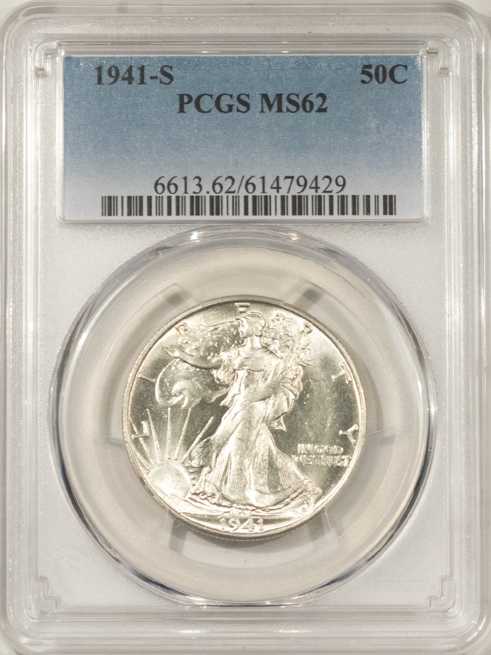 Half Dollars 1941-S WALKING LIBERTY HALF DOLLAR – PCGS MS-62, BLAST WHITE! Half Dollars 1941-S WALKING LIBERTY HALF DOLLAR – PCGS MS-62, BLAST WHITE!
