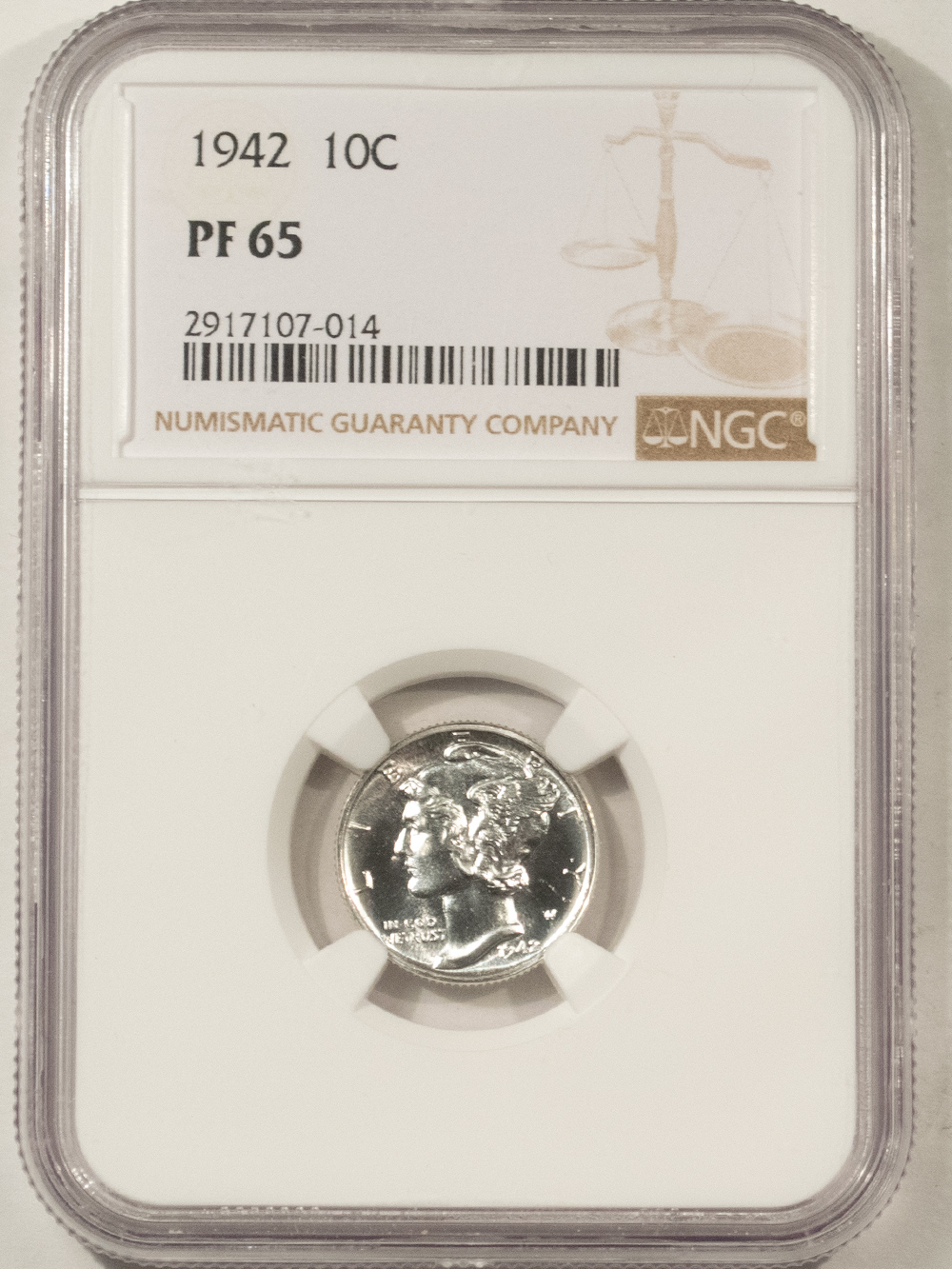 Dimes 1942 PROOF MERCURY DIME – NGC PF-65, BLAST WHITE GEM! Dimes 1942 PROOF MERCURY DIME – NGC PF-65, BLAST WHITE GEM!