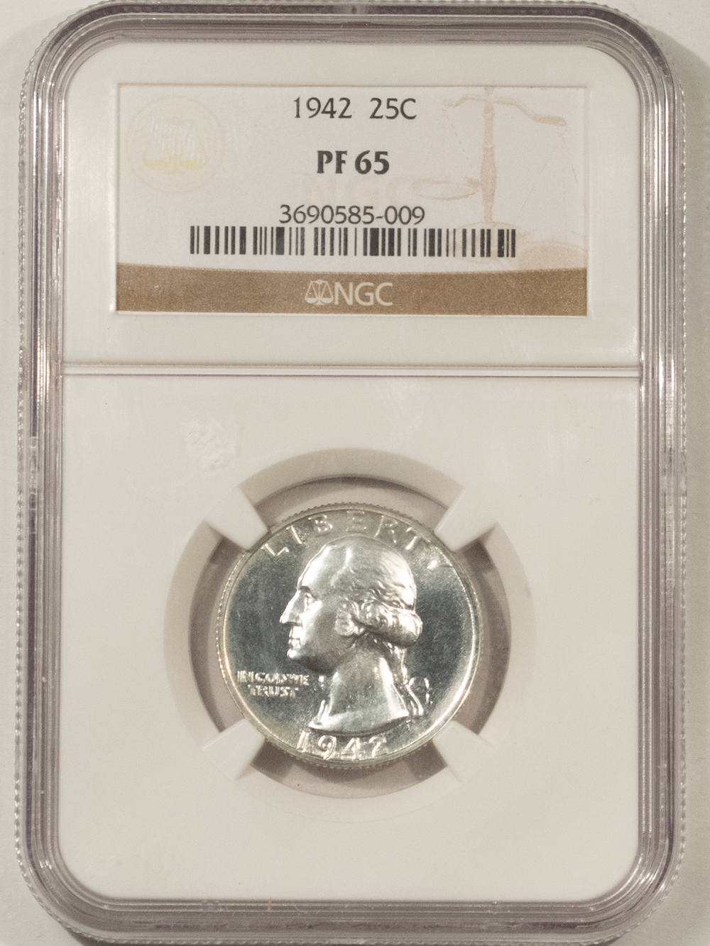 New Certified Coins 1942 PROOF WASHINGTON QUARTER – NGC PF-65, WHITE! New Certified Coins 1942 PROOF WASHINGTON QUARTER – NGC PF-65, WHITE!
