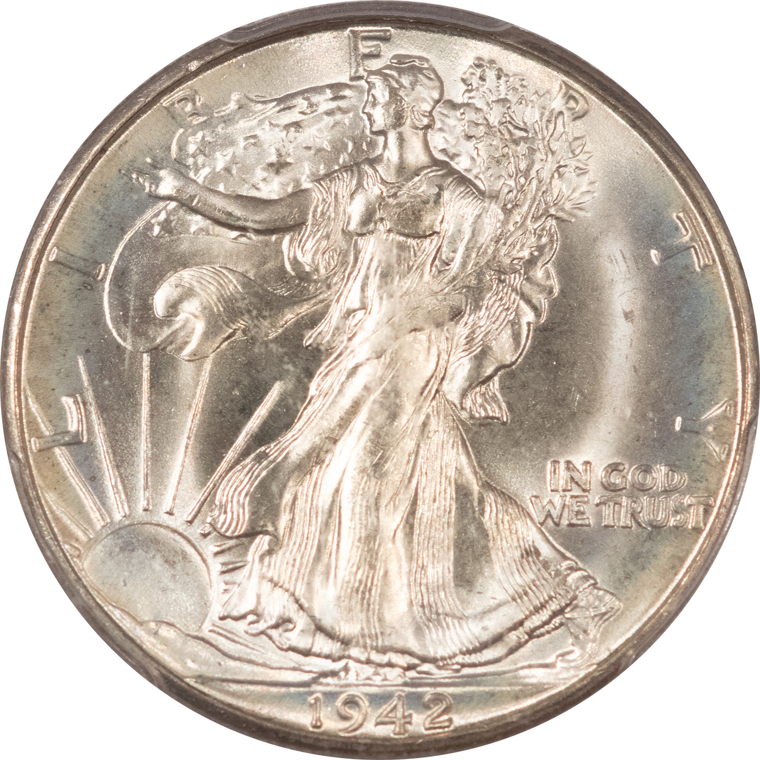 Half Dollars 1942-D WALKING LIBERTY HALF DOLLAR – PCGS MS-66, PRETTY! Half Dollars 1942-D WALKING LIBERTY HALF DOLLAR – PCGS MS-66, PRETTY!