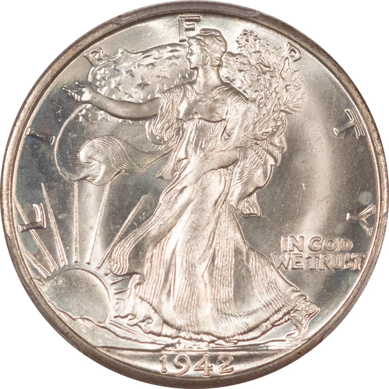 Half Dollars 1942-D WALKING LIBERTY HALF DOLLAR – PCGS MS-66, CREAMY ORIGINAL WHITE! Half Dollars 1942-D WALKING LIBERTY HALF DOLLAR – PCGS MS-66, CREAMY ORIGINAL WHITE!