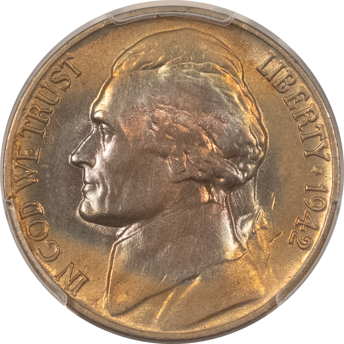 Jefferson Nickels 1942-D JEFFERSON NICKEL – PCGS MS-65, GORGEOUS! Jefferson Nickels 1942-D JEFFERSON NICKEL – PCGS MS-65, GORGEOUS!