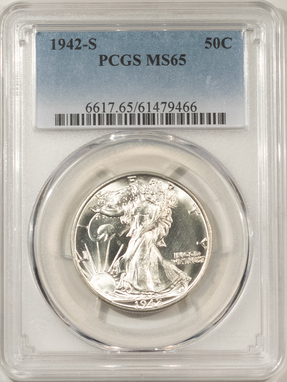 Half Dollars 1942-S WALKING LIBERTY HALF DOLLAR – PCGS MS-65, BLAST WHITE GEM! Half Dollars 1942-S WALKING LIBERTY HALF DOLLAR – PCGS MS-65, BLAST WHITE GEM!