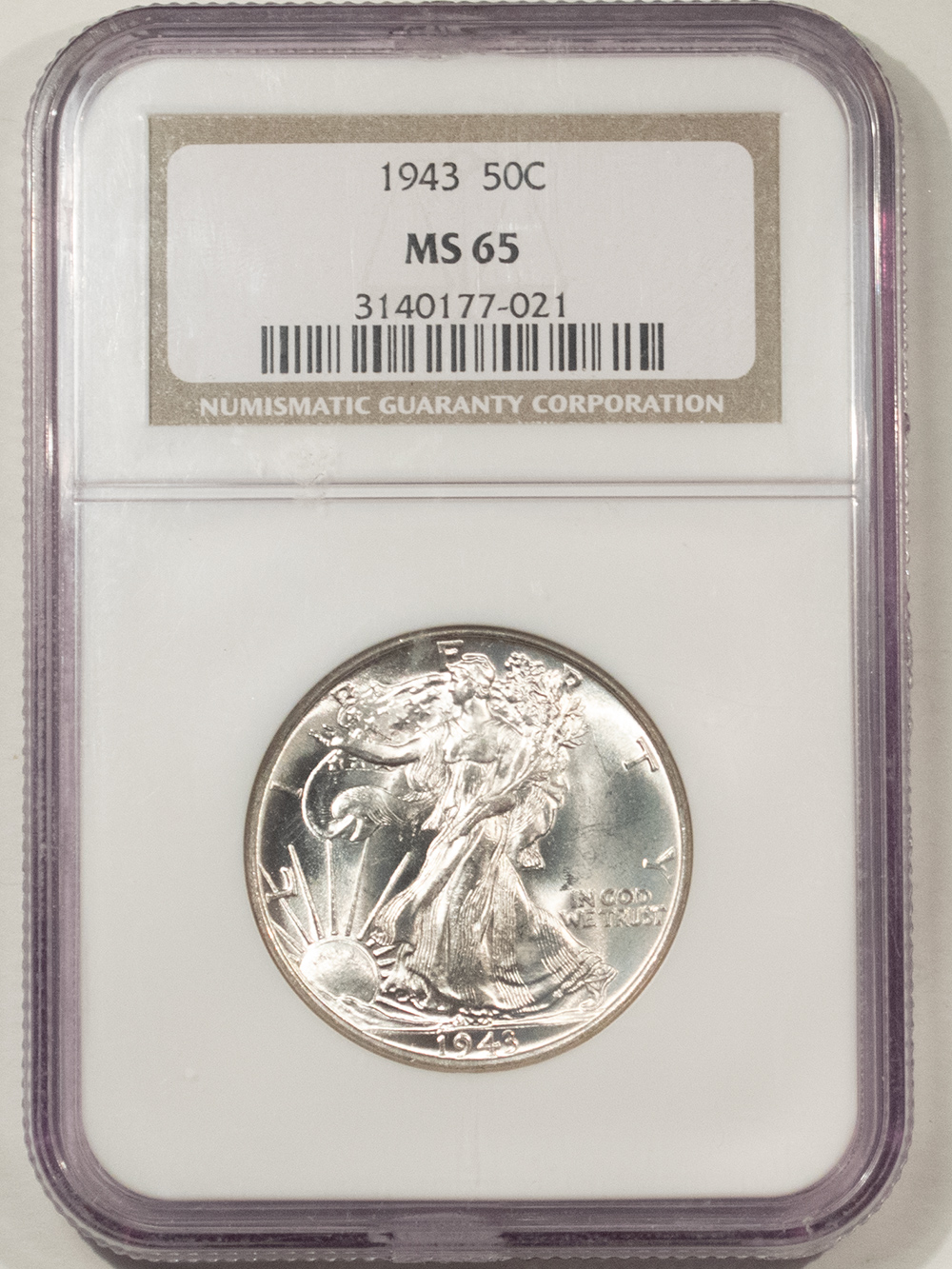 Half Dollars 1943 WALKING LIBERTY HALF DOLLAR – NGC MS-65, WHITE! Half Dollars 1943 WALKING LIBERTY HALF DOLLAR – NGC MS-65, WHITE!