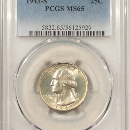 Quarters 1943-S WASHINGTON QUARTER – PCGS MS-65, PREMIUM QUALITY GEM! Quarters 1943-S WASHINGTON QUARTER – PCGS MS-65, PREMIUM QUALITY GEM!