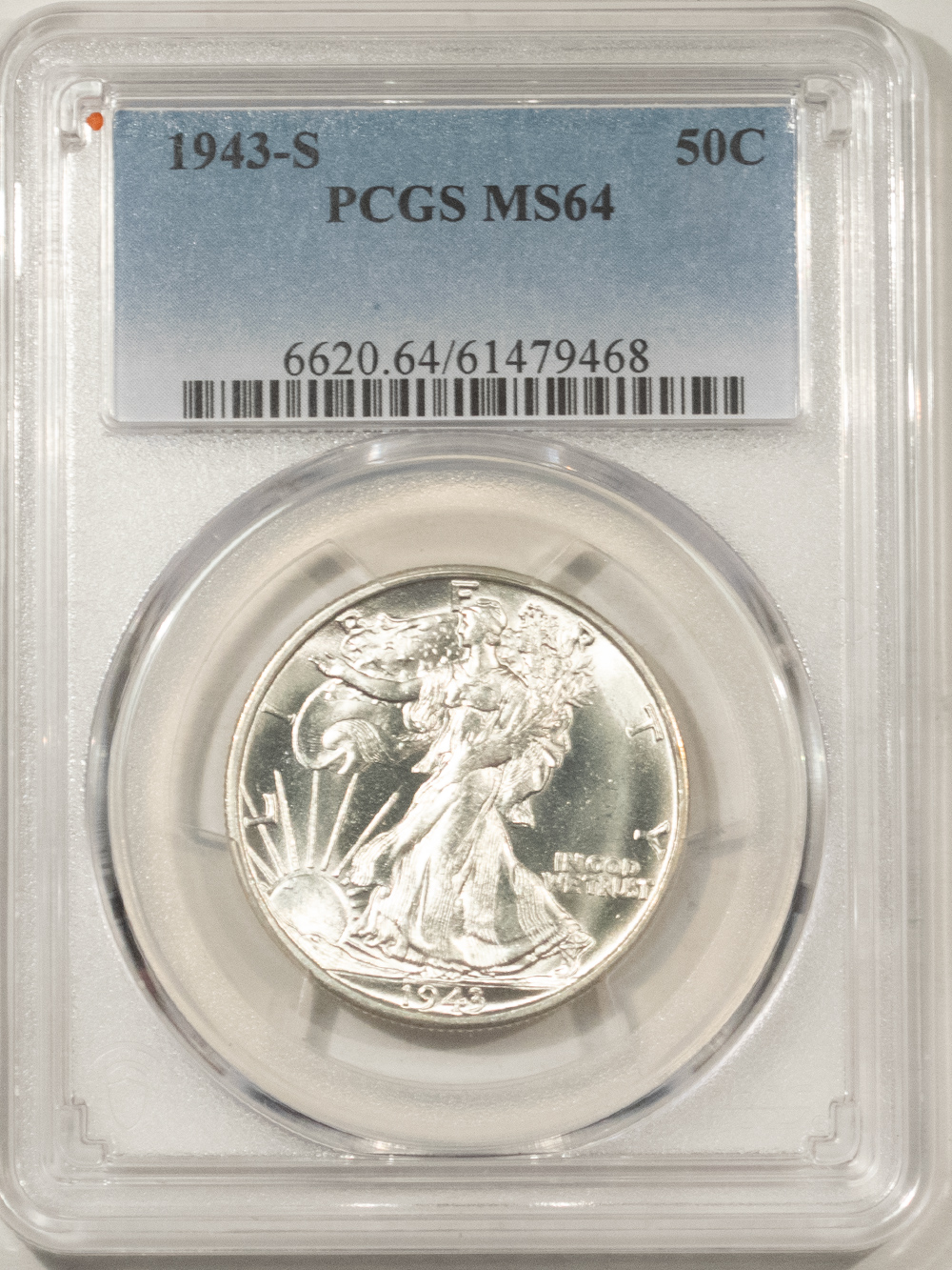 Half Dollars 1943-S WALKING LIBERTY HALF DOLLAR – PCGS MS-64, BLAST WHITE! Half Dollars 1943-S WALKING LIBERTY HALF DOLLAR – PCGS MS-64, BLAST WHITE!