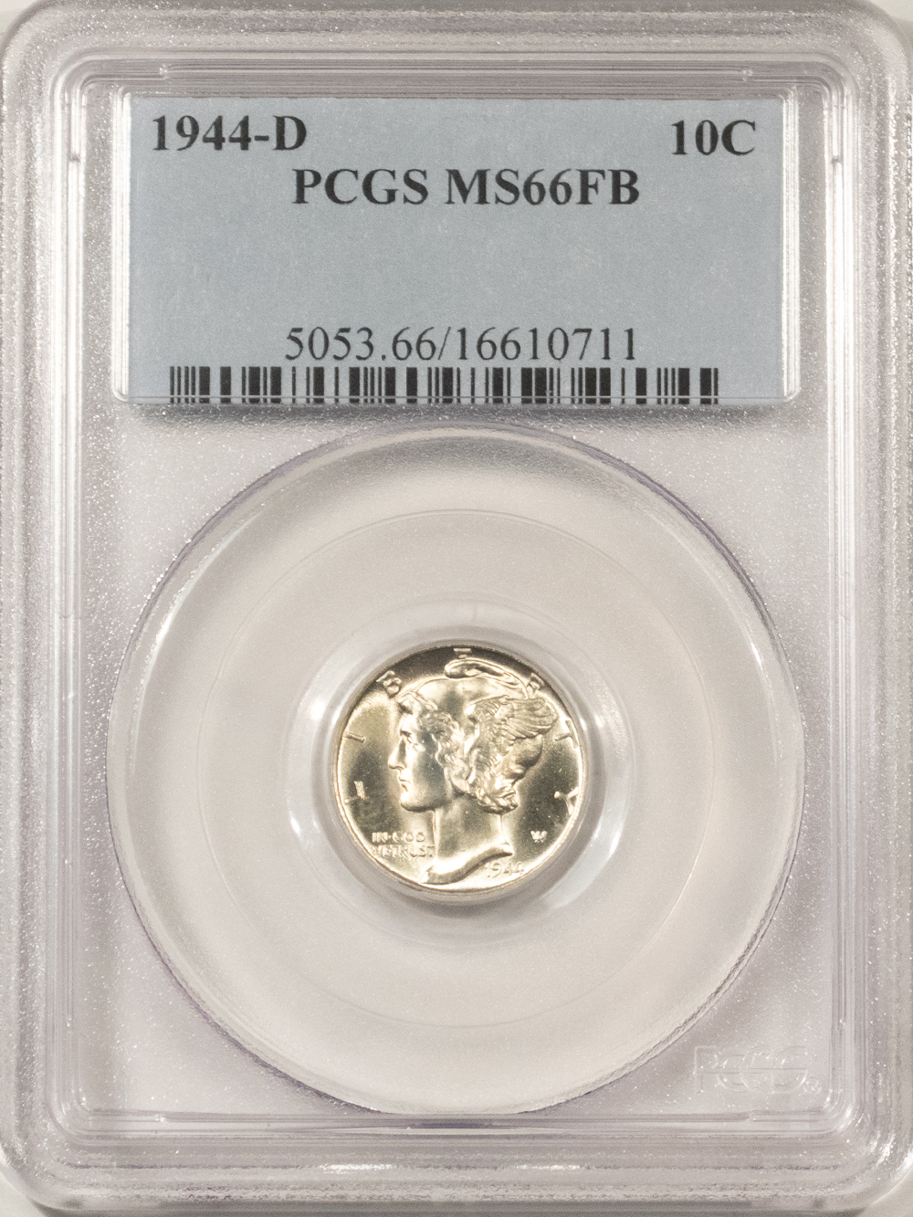 Dimes 1944-D MERCURY DIME – PCGS MS-66 FB, FRESH, FLASHY & PREMIUM QUALITY! Dimes 1944-D MERCURY DIME – PCGS MS-66 FB, FRESH, FLASHY & PREMIUM QUALITY!