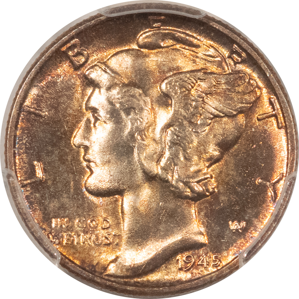 Dimes 1945 MERCURY DIME – PCGS MS-65, PRETTY! Dimes 1945 MERCURY DIME – PCGS MS-65, PRETTY!