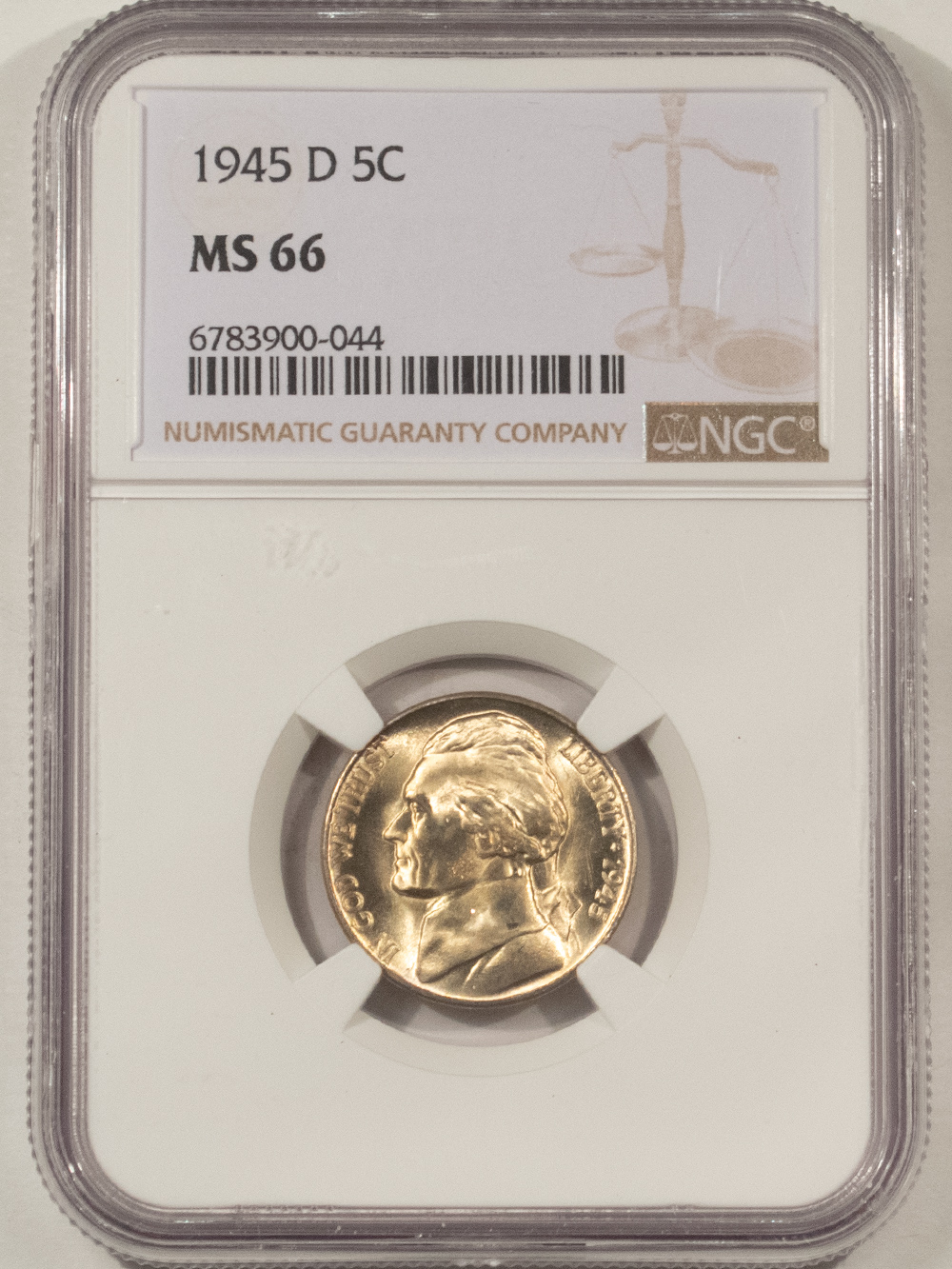 Jefferson Nickels 1945-D JEFFERSON NICKEL – NGC MS-66 Jefferson Nickels 1945-D JEFFERSON NICKEL – NGC MS-66