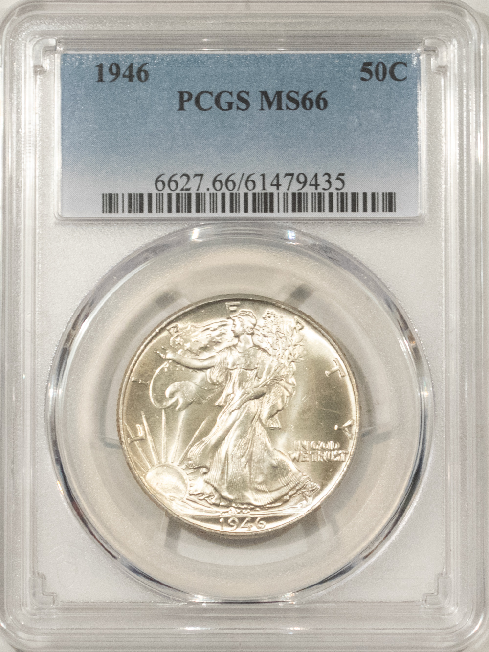 Half Dollars 1946 WALKING LIBERTY HALF DOLLAR – PCGS MS-66, FRESH WHITE GEM! Half Dollars 1946 WALKING LIBERTY HALF DOLLAR – PCGS MS-66, FRESH WHITE GEM!