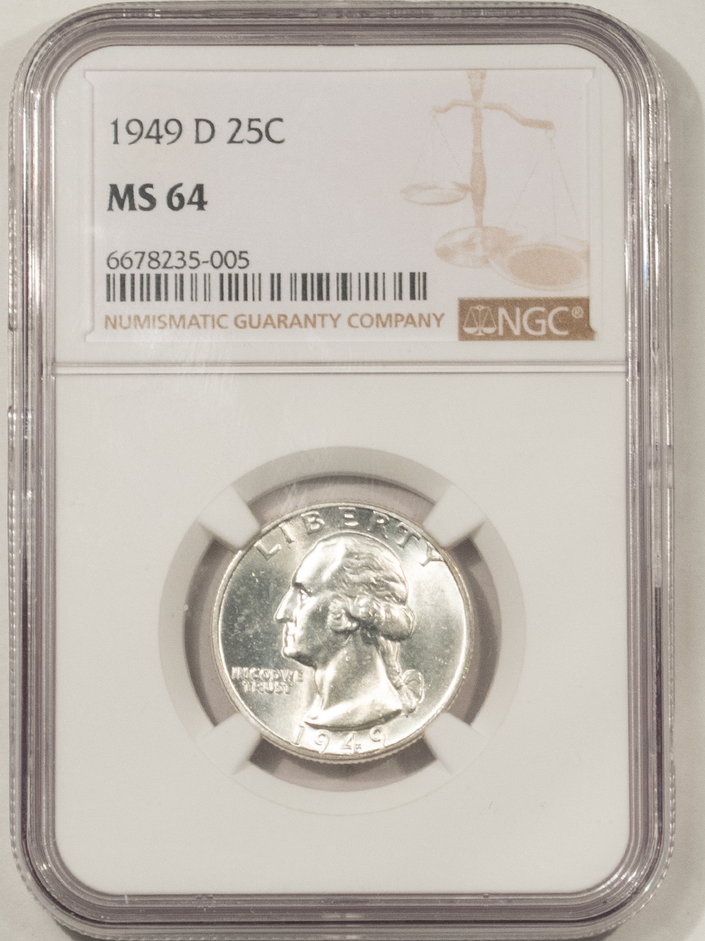 New Certified Coins 1949-D WASHINGTON QUARTER – NGC MS-64, WHITE! New Certified Coins 1949-D WASHINGTON QUARTER – NGC MS-64, WHITE!