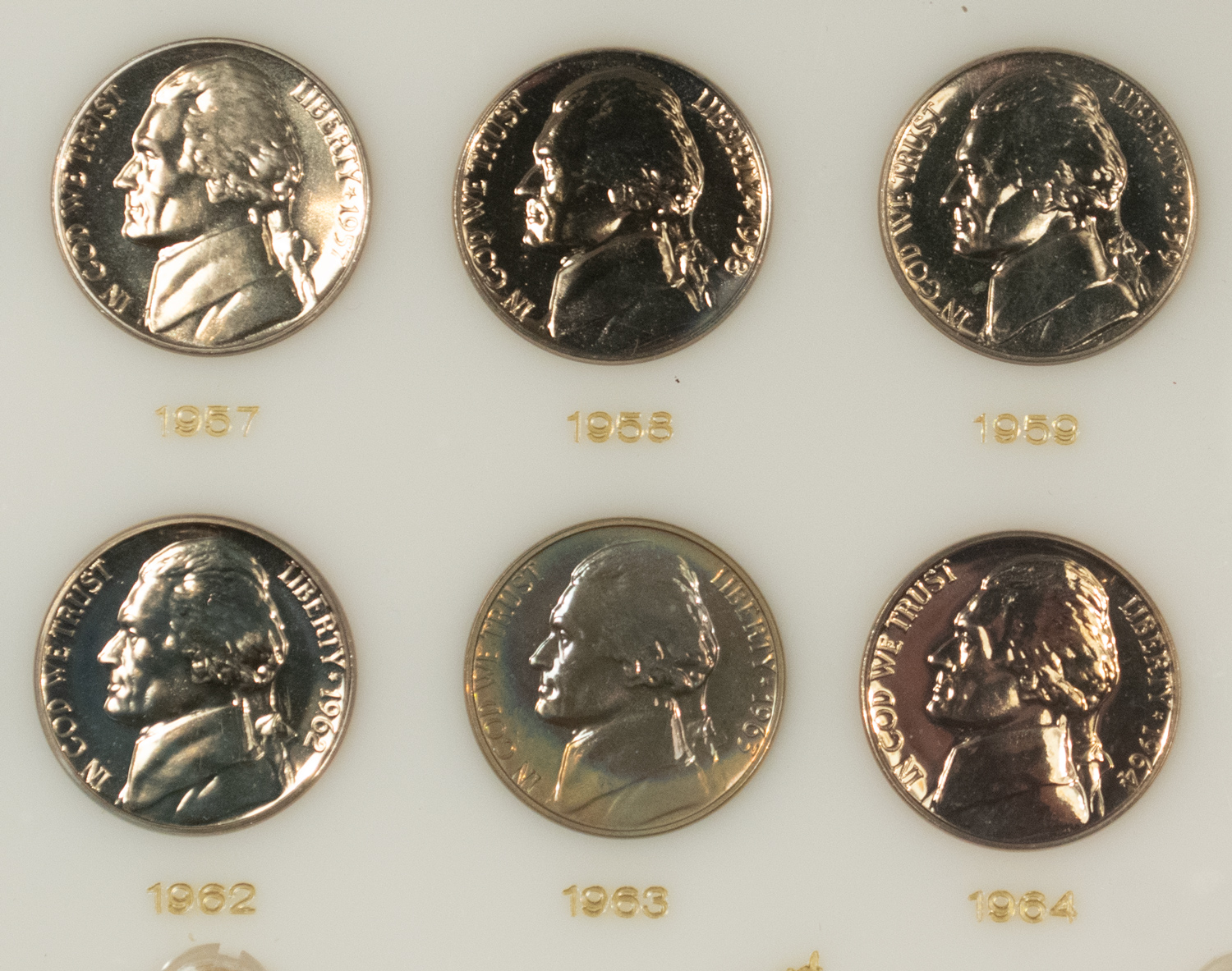 Jefferson Nickels 1950-1964 15 COIN PROOF JEFFERSON NICKEL SET IN VINTAGE CAPITAL HOLDER GEM PROOF Jefferson Nickels 1950-1964 15 COIN PROOF JEFFERSON NICKEL SET IN VINTAGE CAPITAL HOLDER GEM PROOF