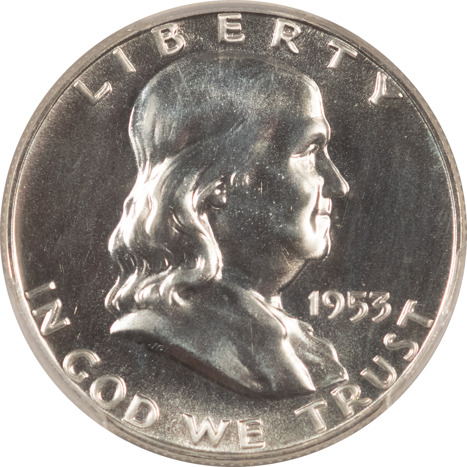 Franklin Halves 1953 PROOF FRANKLIN HALF DOLLAR – PCGS PR-64, WHITE! LOOKS GEM! Franklin Halves 1953 PROOF FRANKLIN HALF DOLLAR – PCGS PR-64, WHITE! LOOKS GEM!