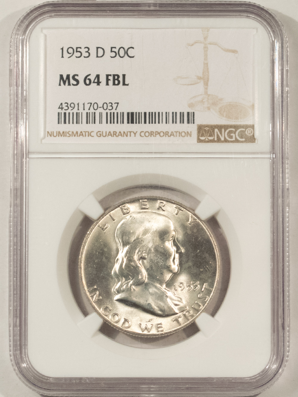 Franklin Halves 1953-D FRANKLIN HALF DOLLAR – NGC MS-64 FBL, FRESH & FLASHY! Franklin Halves 1953-D FRANKLIN HALF DOLLAR – NGC MS-64 FBL, FRESH & FLASHY!