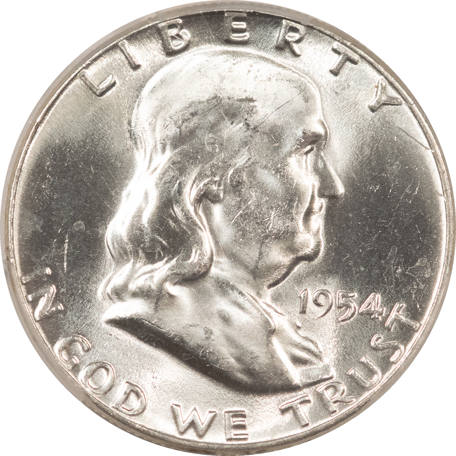 Franklin Halves 1954 FRANKLIN HALF DOLLAR – PCGS MS-64 FBL, BLAST WHITE! Franklin Halves 1954 FRANKLIN HALF DOLLAR – PCGS MS-64 FBL, BLAST WHITE!