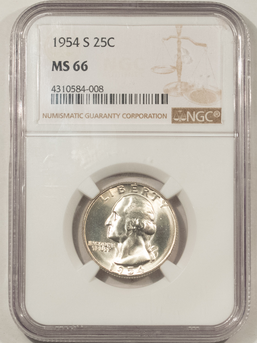 New Certified Coins 1954-S WASHINGTON QUARTER – NGC MS-66, BLAZING, PREMIUM QUALITY! New Certified Coins 1954-S WASHINGTON QUARTER – NGC MS-66, BLAZING, PREMIUM QUALITY!