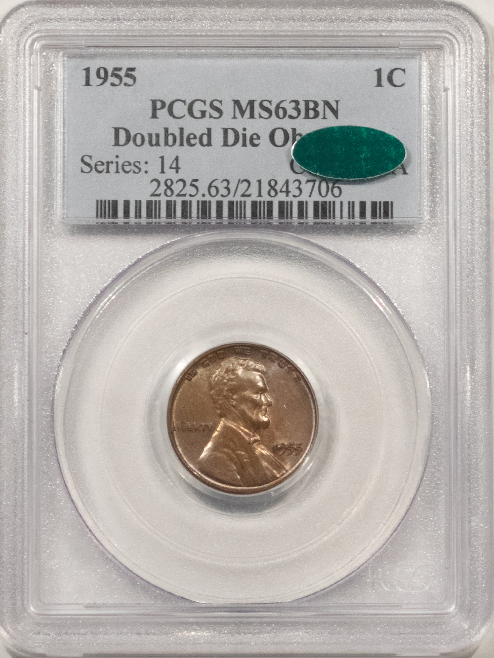 CAC Approved Coins 1955 LINCOLN CENT DOUBLED DIE OBV – PCGS MS-63 BN PQ, CHOICE & CAC APPROVED! CAC Approved Coins 1955 LINCOLN CENT DOUBLED DIE OBV – PCGS MS-63 BN PQ, CHOICE & CAC APPROVED!
