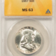 Franklin Halves 1957-D FRANKLIN HALF DOLLAR – NGC MS-64 FBL, BLAST WHITE & PREMIUM QUALITY! Franklin Halves 1957-D FRANKLIN HALF DOLLAR – NGC MS-64 FBL, BLAST WHITE & PREMIUM QUALITY!