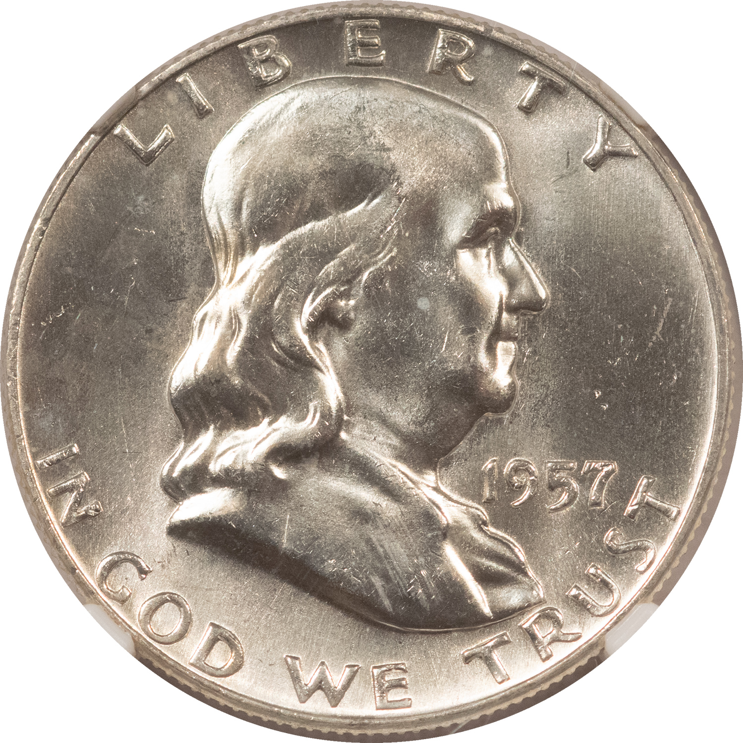 Franklin Halves 1957-D FRANKLIN HALF DOLLAR – NGC MS-64 FBL, BLAST WHITE & PREMIUM QUALITY! Franklin Halves 1957-D FRANKLIN HALF DOLLAR – NGC MS-64 FBL, BLAST WHITE & PREMIUM QUALITY!