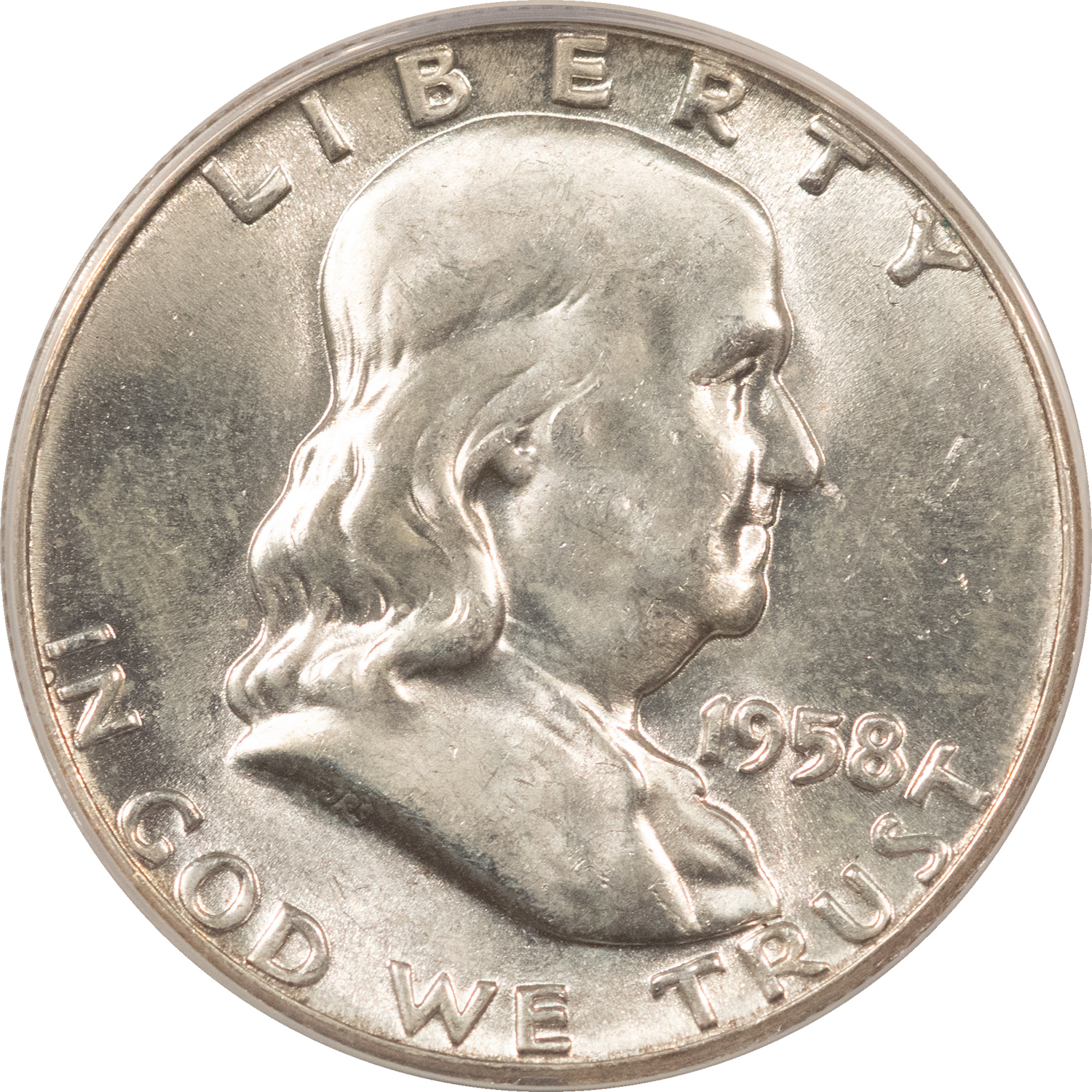 Franklin Halves 1958 FRANKLIN HALF DOLLAR – ANACS MS-63, WHITE! Franklin Halves 1958 FRANKLIN HALF DOLLAR – ANACS MS-63, WHITE!