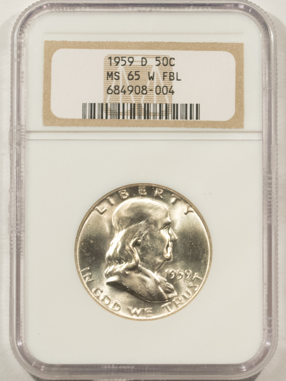 Franklin Halves 1959-D FRANKLIN HALF DOLLAR – NGC MS-65 W FBL, FLASHY WHITE GEM! Franklin Halves 1959-D FRANKLIN HALF DOLLAR – NGC MS-65 W FBL, FLASHY WHITE GEM!