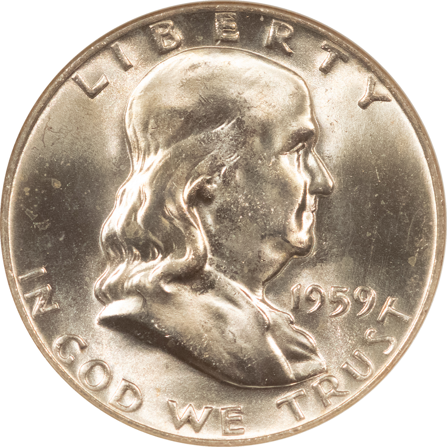 Franklin Halves 1959-D FRANKLIN HALF DOLLAR – NGC MS-65 W FBL, FLASHY WHITE GEM! Franklin Halves 1959-D FRANKLIN HALF DOLLAR – NGC MS-65 W FBL, FLASHY WHITE GEM!