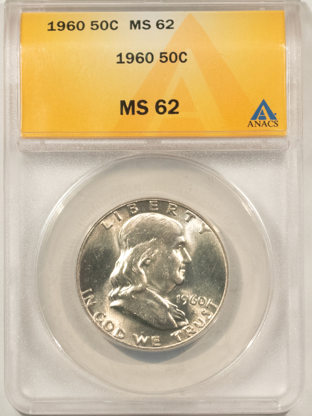 Franklin Halves 1960 FRANKLIN HALF DOLLAR – ANACS MS-62, WHITE! Franklin Halves 1960 FRANKLIN HALF DOLLAR – ANACS MS-62, WHITE!