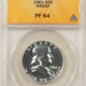 Franklin Halves 1960-D FRANKLIN HALF DOLLAR – ANACS MS-63 FBL, WHITE!