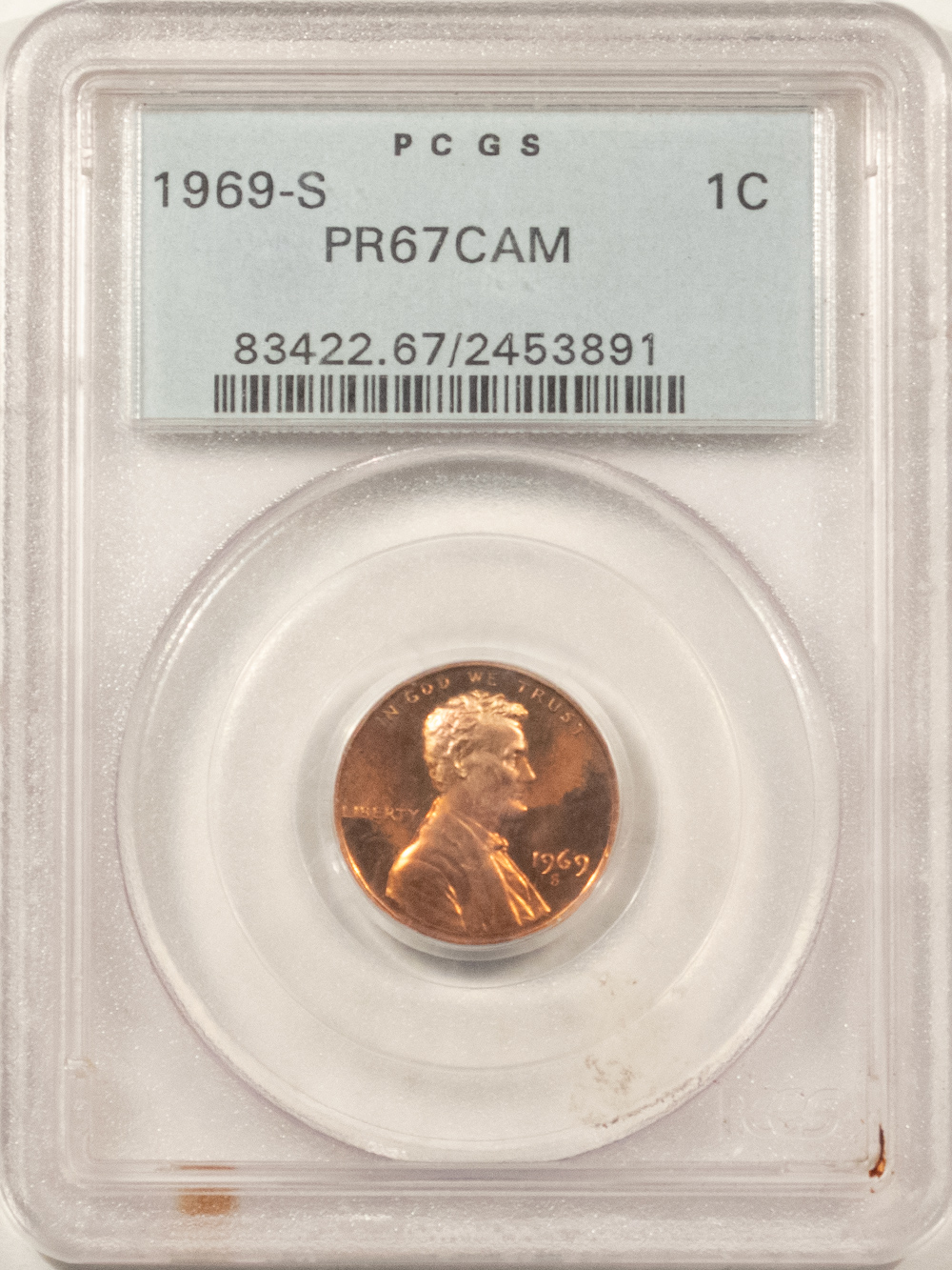 Lincoln Cents (Memorial) 1969-S PROOF LINCOLN CENT – PCGS PR-67 CAM, OLD GREEN HOLDER! Lincoln Cents (Memorial) 1969-S PROOF LINCOLN CENT – PCGS PR-67 CAM, OLD GREEN HOLDER!