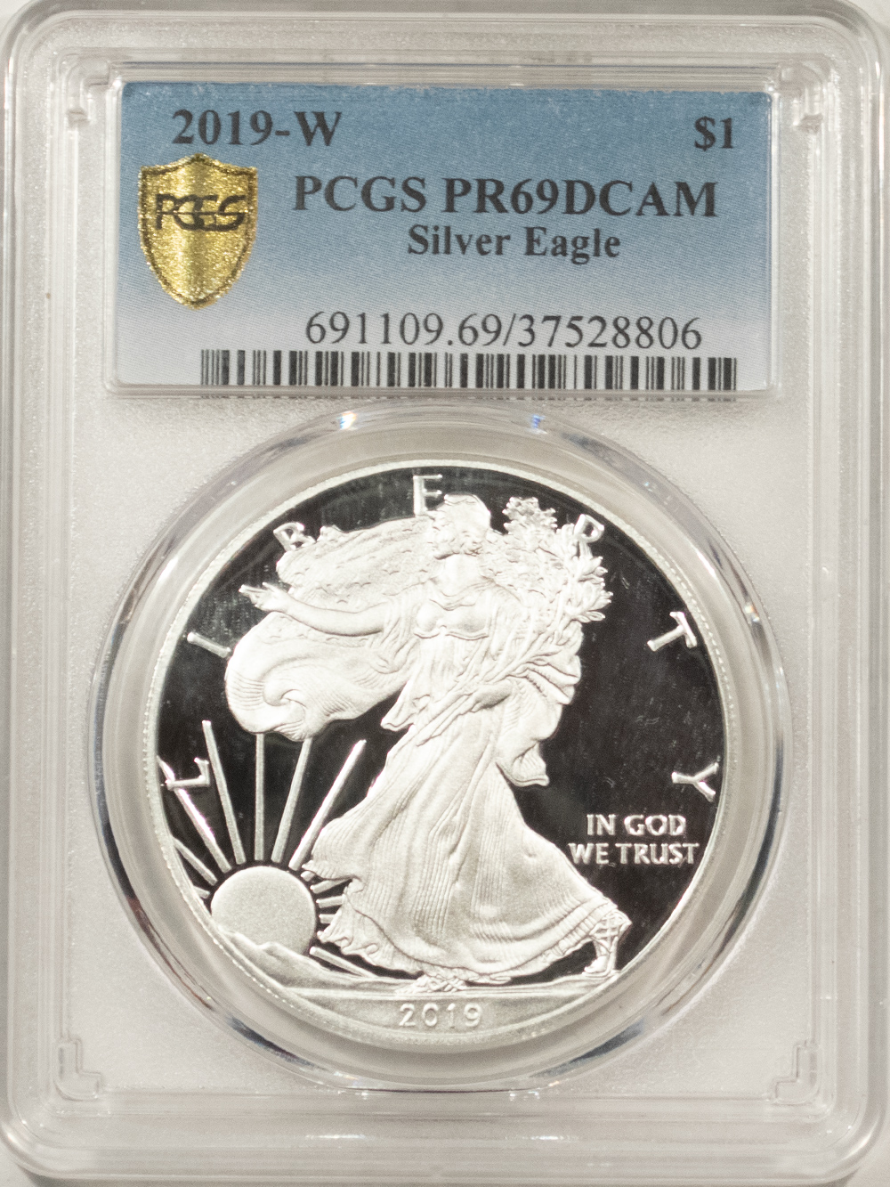 American Silver Eagles 2019-W $1 PROOF AMERICAN SILVER EAGLE, 1OZ .999 – PCGS PR-69 DCAM American Silver Eagles 2019-W $1 PROOF AMERICAN SILVER EAGLE, 1OZ .999 – PCGS PR-69 DCAM