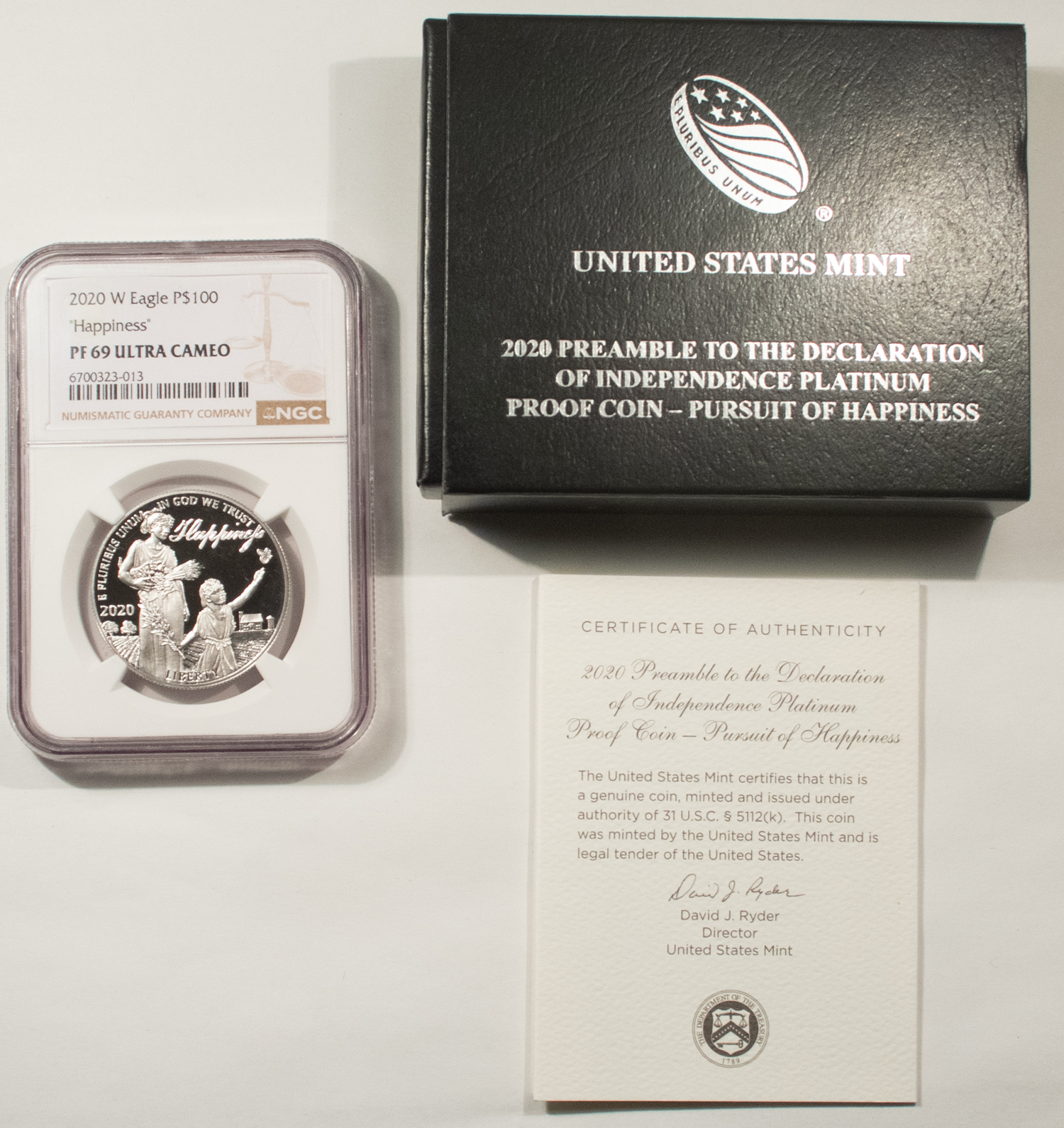 American Platinum Eagles 2020-W PROOF $100 PLATINUM EAGLE “HAPPINESS” 1 OZ .9995 – NGC PF-69 UCAM BOX/COA American Platinum Eagles 2020-W PROOF $100 PLATINUM EAGLE “HAPPINESS” 1 OZ .9995 – NGC PF-69 UCAM BOX/COA