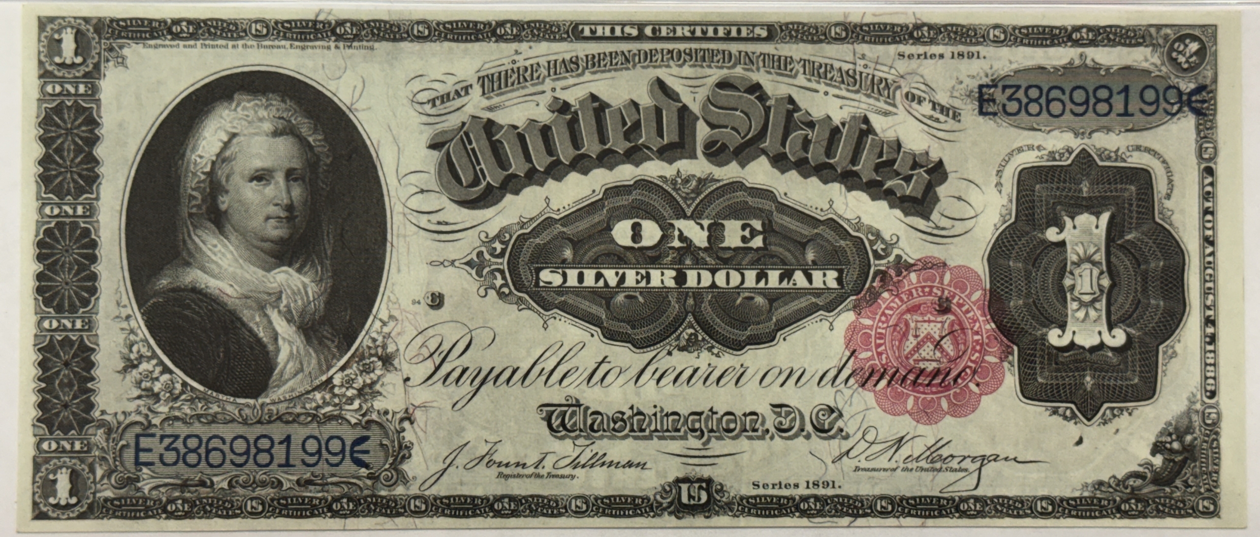 Large Silver Certificates 1891 $1 SILVER CERTIFICATE MARTHA WASHINGTON FR#223 PMG GEM UNC 65 EPQ FRESH GEM Large Silver Certificates 1891 $1 SILVER CERTIFICATE MARTHA WASHINGTON FR#223 PMG GEM UNC 65 EPQ FRESH GEM