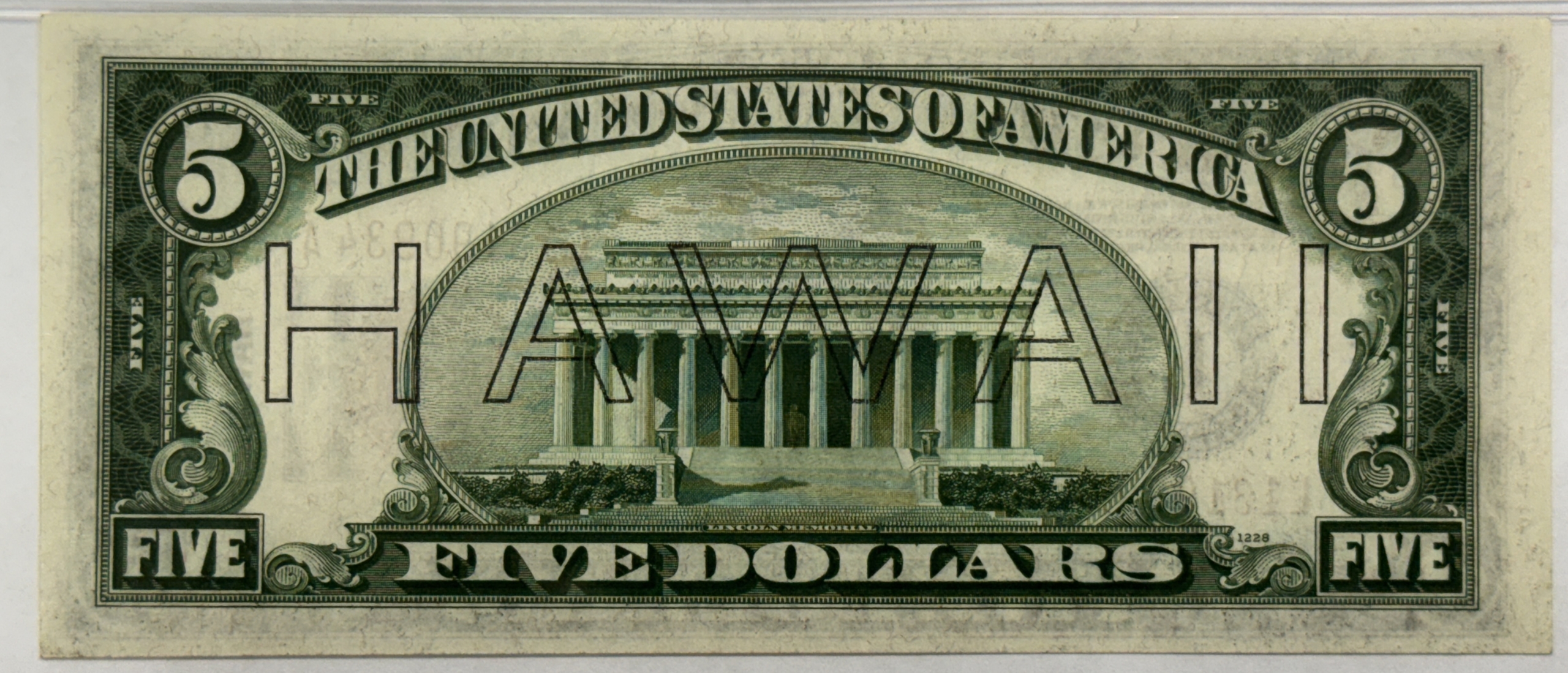 New Store Items 1934 $5 HAWAII NOTE, WWII EMERGENCY ISSUE FR-2301m MULE PMG GEM UNC 65 EPQ TOUGH New Store Items 1934 $5 HAWAII NOTE, WWII EMERGENCY ISSUE FR-2301m MULE PMG GEM UNC 65 EPQ TOUGH