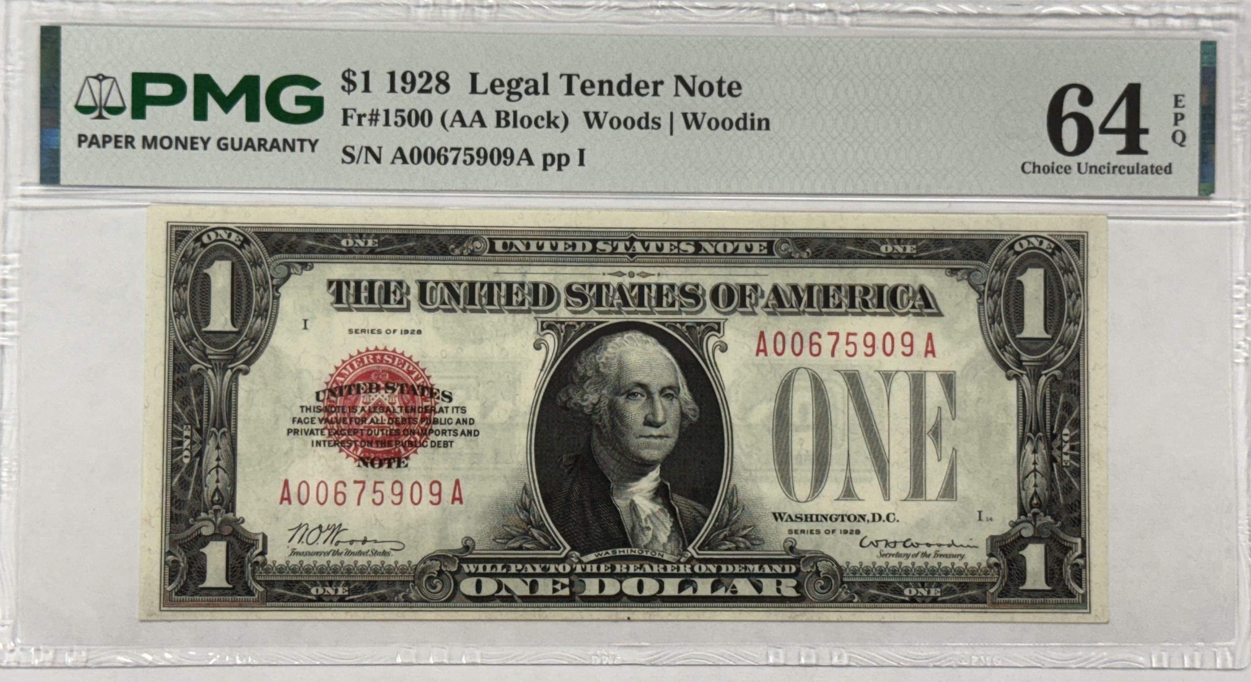 Legal Tender U.S. Notes 1928 $1 LEGAL TENDER UNITED STATES NOTE FR1500 PMG CHOICE UNCIRCULTED 64 EPQ GEM Legal Tender U.S. Notes 1928 $1 LEGAL TENDER UNITED STATES NOTE FR1500 PMG CHOICE UNCIRCULTED 64 EPQ GEM