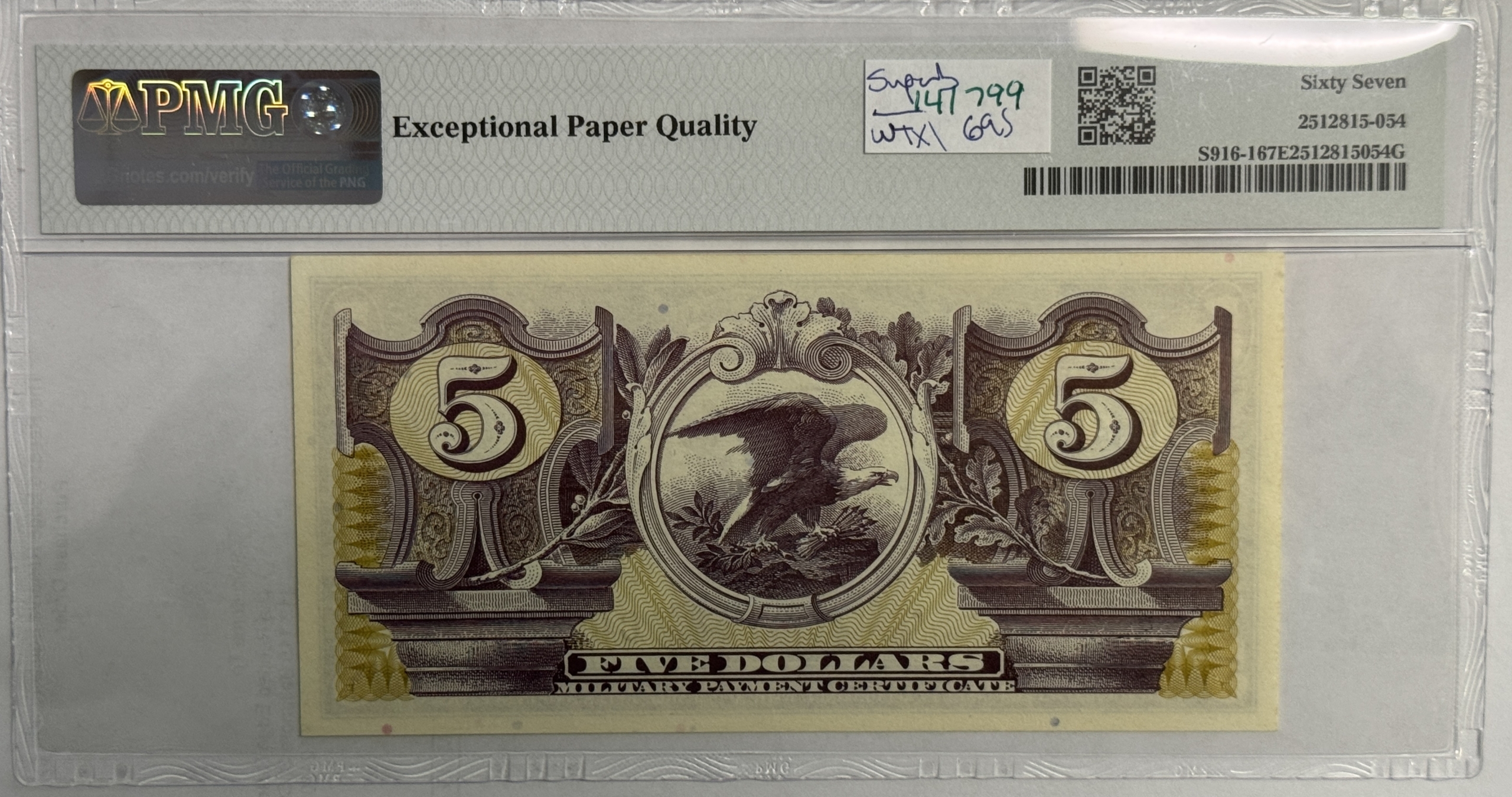 Military Payment Certificates SERIES 681 $5 MPC MILITARY PAYMENT CERTIFICATE S916-1 PMG SUPERB GEM UNC-67 EPQ! Military Payment Certificates SERIES 681 $5 MPC MILITARY PAYMENT CERTIFICATE S916-1 PMG SUPERB GEM UNC-67 EPQ!