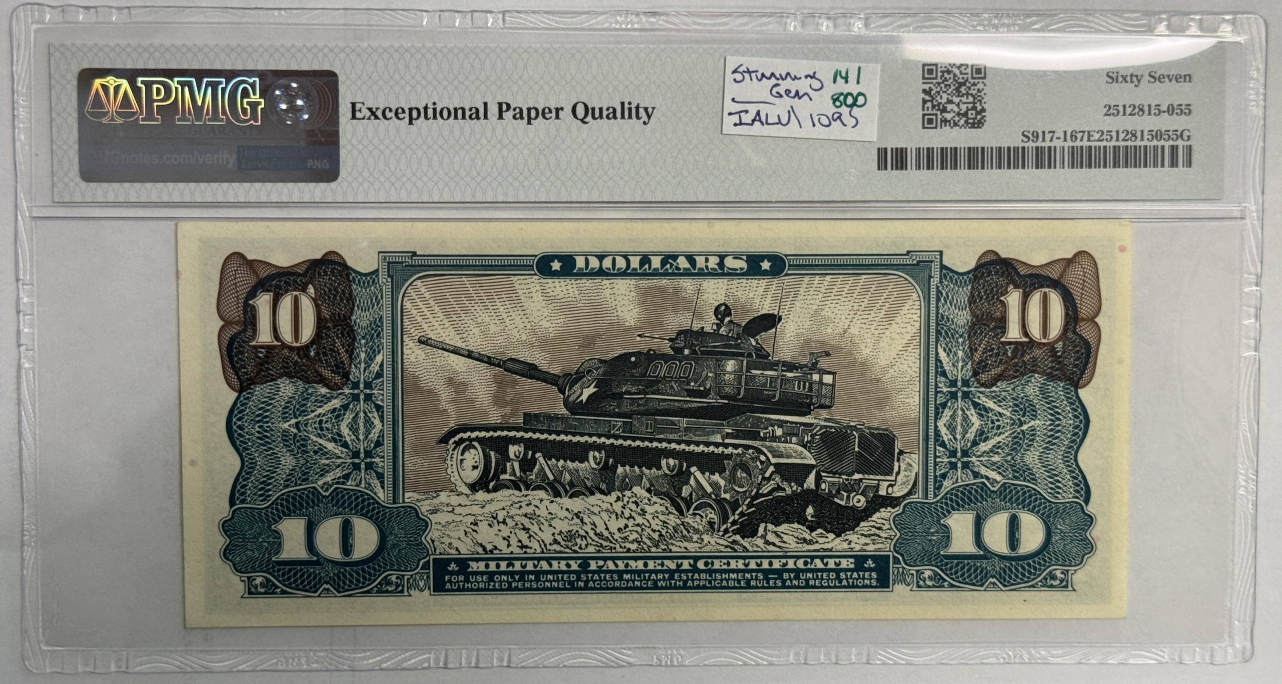 Military Payment Certificates SERIES 681 $10 MPC MILITARY PAYMENT CERT S917-1 PMG SUPERB GU-67 EPQ! STUNNING! Military Payment Certificates SERIES 681 $10 MPC MILITARY PAYMENT CERT S917-1 PMG SUPERB GU-67 EPQ! STUNNING!
