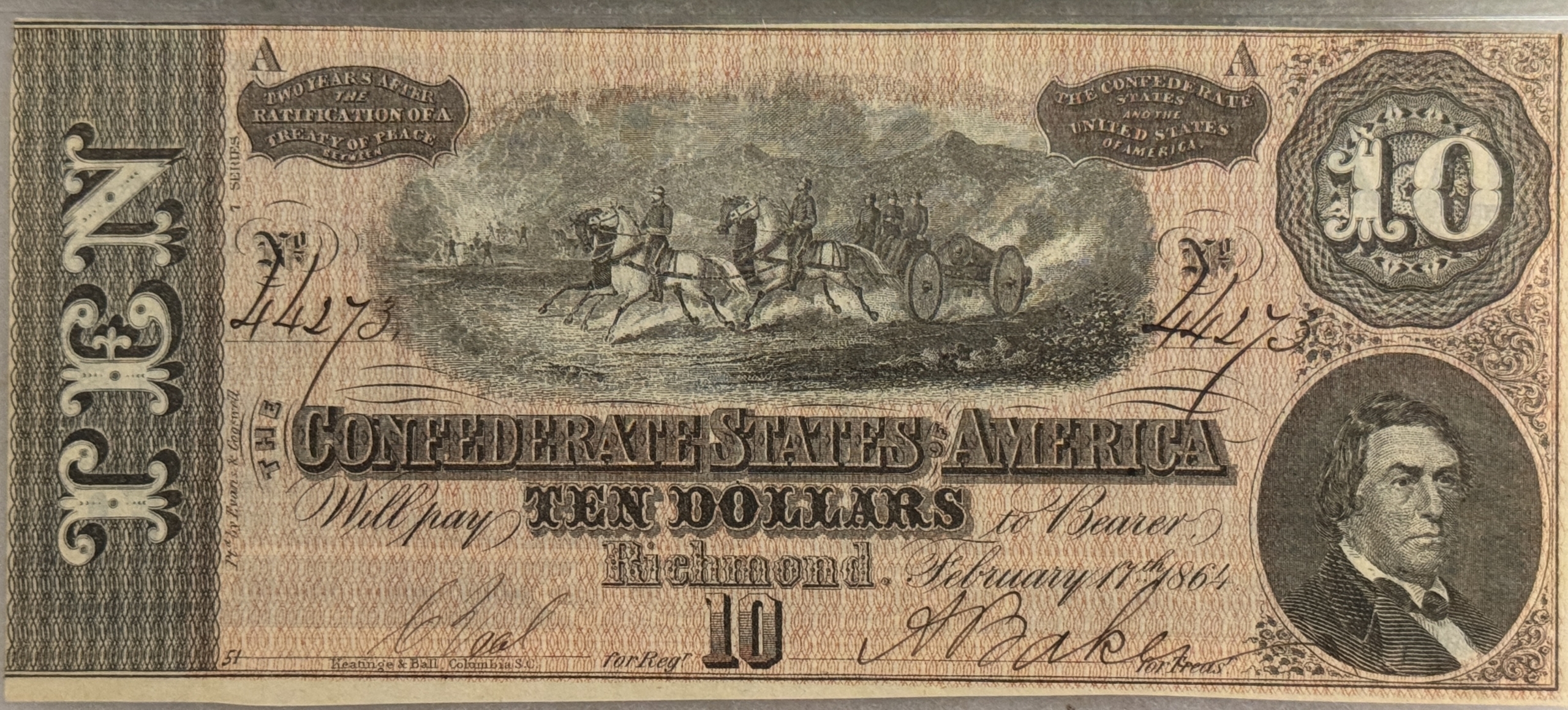 Confederate Notes 1864 $10 CONFEDERATE STATES OF AMERICA, T-68 – PMG UNC-62 EPQ! SUPER QUALITY! Confederate Notes 1864 $10 CONFEDERATE STATES OF AMERICA, T-68 – PMG UNC-62 EPQ! SUPER QUALITY!