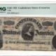 Confederate Notes 1863 $10 CONFEDERATE STATES OF AMERICA T-59, PMG AU-55, SMALL TEAR-VIRTUALLY UNC