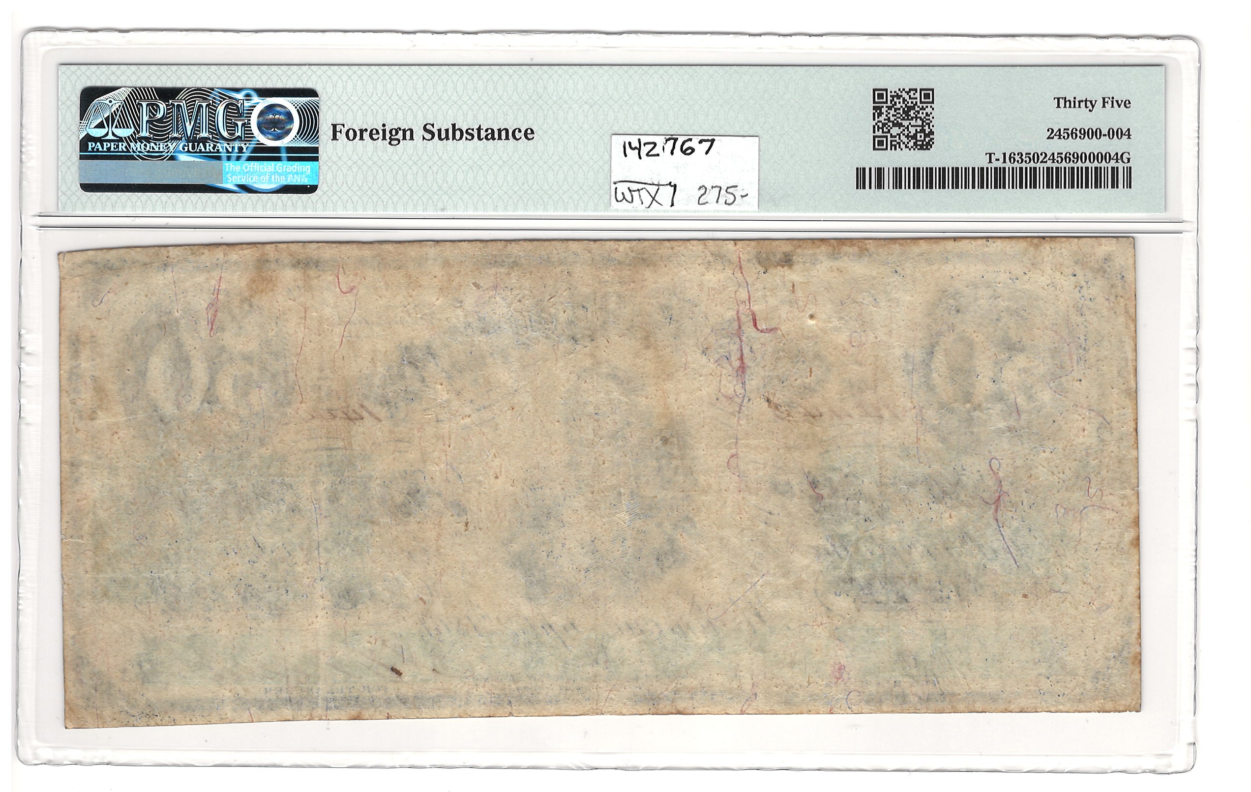 Confederate Notes 1861 $50 CONFEDERATE STATES OF AMERICA T-16, PMG CHOICE VF-35, FOREIGN SUBSTANCE Confederate Notes 1861 $50 CONFEDERATE STATES OF AMERICA T-16, PMG CHOICE VF-35, FOREIGN SUBSTANCE