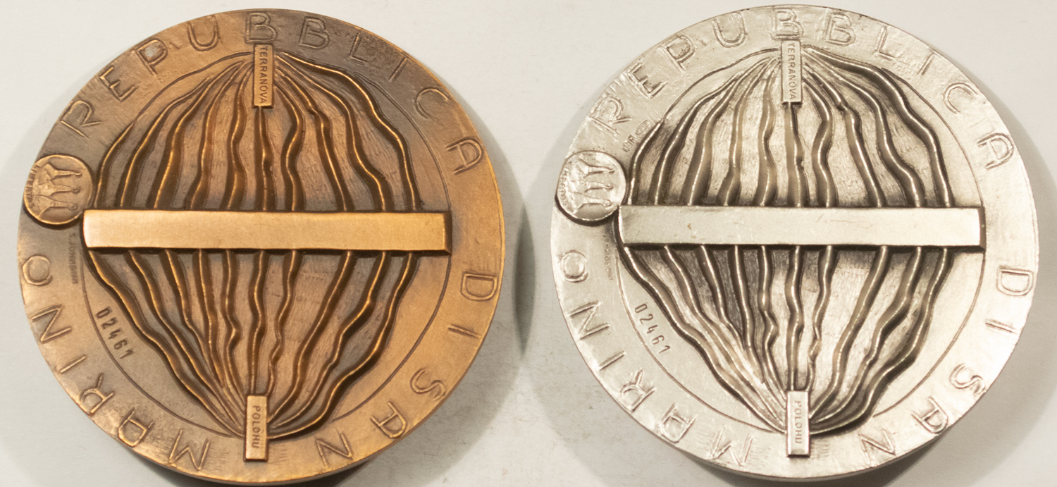Exonumia 1974 SAN MARINO 2 MEDAL SET 100TH ANN MARCONI BIRTH,131.5 GRAMS .800 SILVER, GEM Exonumia 1974 SAN MARINO 2 MEDAL SET 100TH ANN MARCONI BIRTH,131.5 GRAMS .800 SILVER, GEM