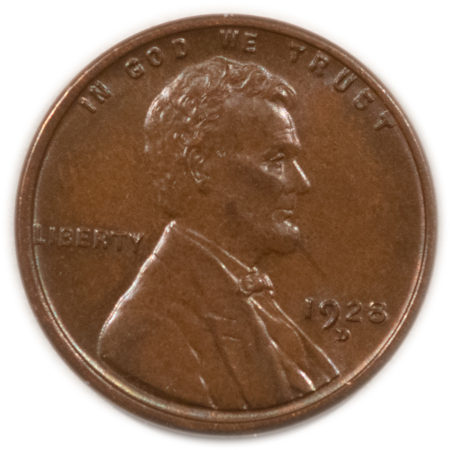 Lincoln Cents (Wheat) 1928-D LINCOLN CENT – CHOICE! BROWN, UNCIRCULATED & PRETTY!